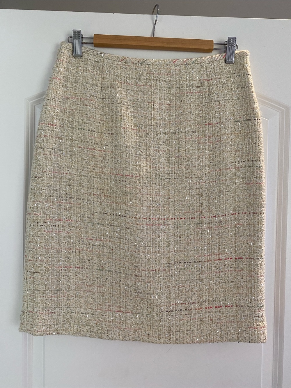 Cream Tweed Pencil Skirt - Women's